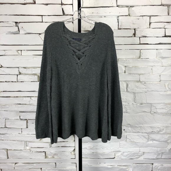 American Eagle Outfitters Sweaters - American Eagle Lace Criss Cross Sweater Gray 1374